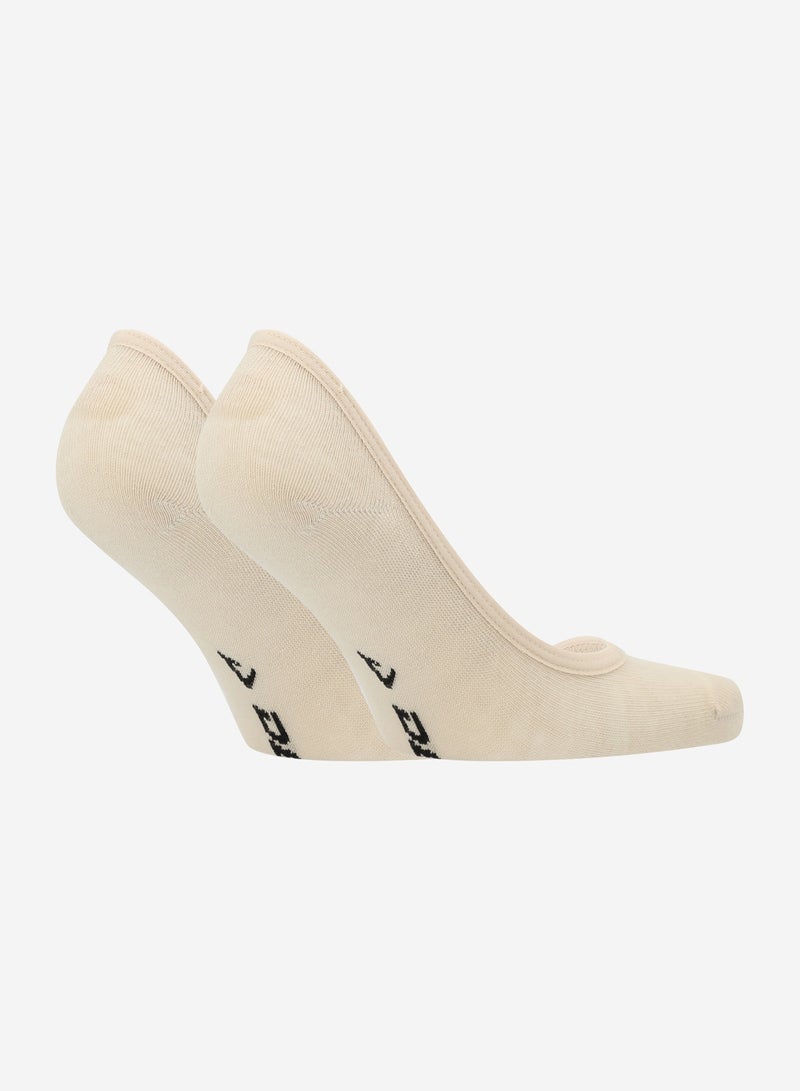 Demix Sports Socks (2 Pairs), Beige, Unisex, Breathable Cotton, Silicone Heel Inserts, Flat Seams for Comfort, Ideal for Fitness & Training - Image 1