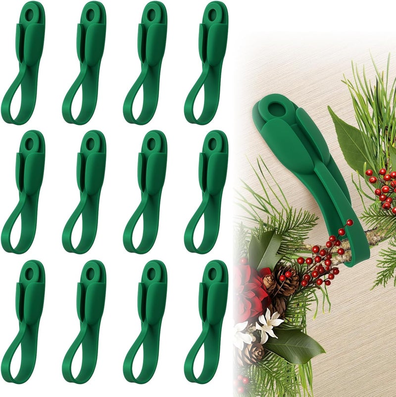 Cfyosnk 12 PCS Christmas Garland Hangers for Mantle, Fireplace Stocking and Garland Hanger, Stretchable and Reusable Silicone Adhesive Tape, Suitable for Christmas Door Frame, Staircase Decoration - Image 1