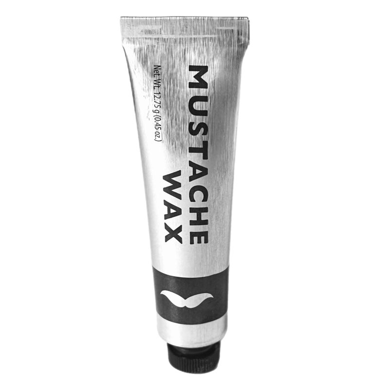 1 Tube Mustache Styling Wax Strong Hold Water Based Wax for Men Stache Beard Sideburns Eyebrows Grooming Touchup All Hair Color Types Dries Clear Travel TSA Approved MADE IN USA