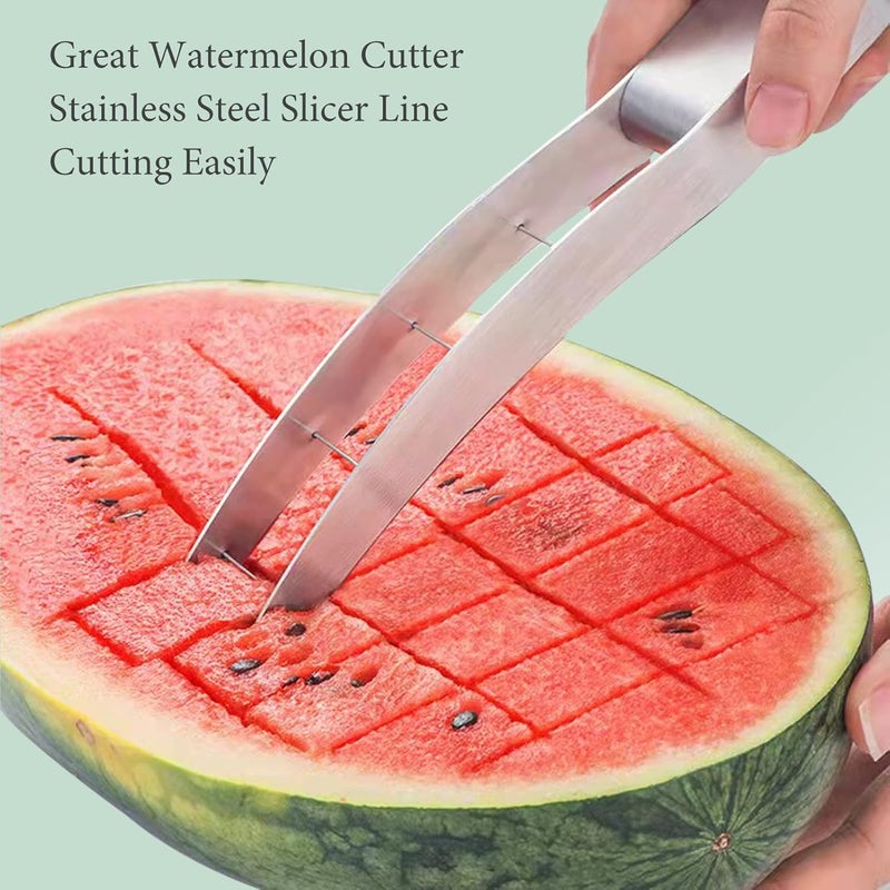 choxila Watermelon Slicer ,Stainless Steel Watermelon Cutter Cool Watermelon Knife Fun Watermelon Cutting Tool with 2PCS Forks - Image 3