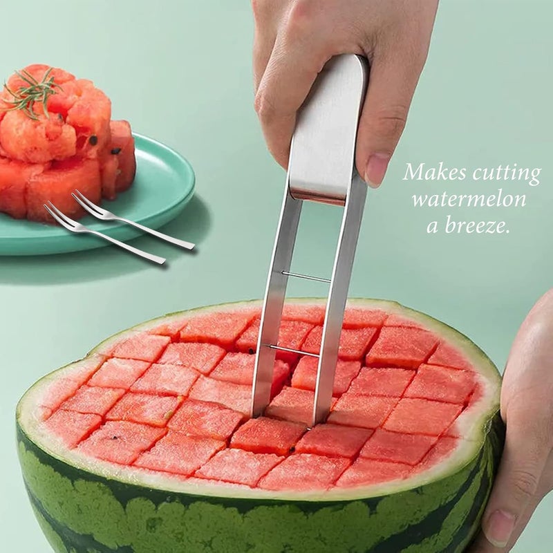 choxila Watermelon Slicer ,Stainless Steel Watermelon Cutter Cool Watermelon Knife Fun Watermelon Cutting Tool with 2PCS Forks - Image 4