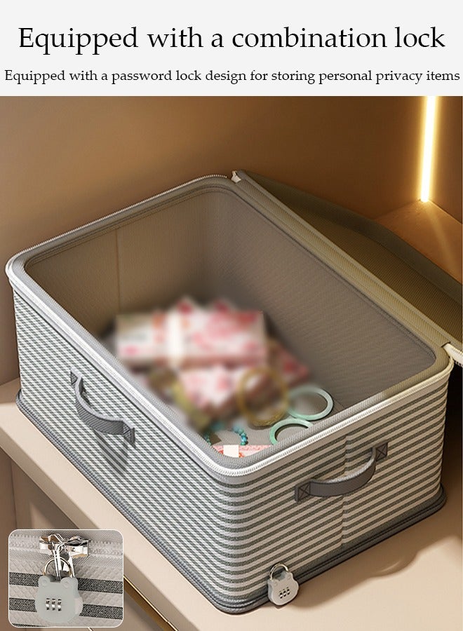 DUNISO 2 Pcs Large Clothes Storage Box，Waterproof Moving Tote Bag，Foldable Storage Containers，With Zipper and Handle，Lockable,Dustproof,for Blankets and Quilts, Bedding, Sweater, Pillow,39*26*26cm  - Image 3