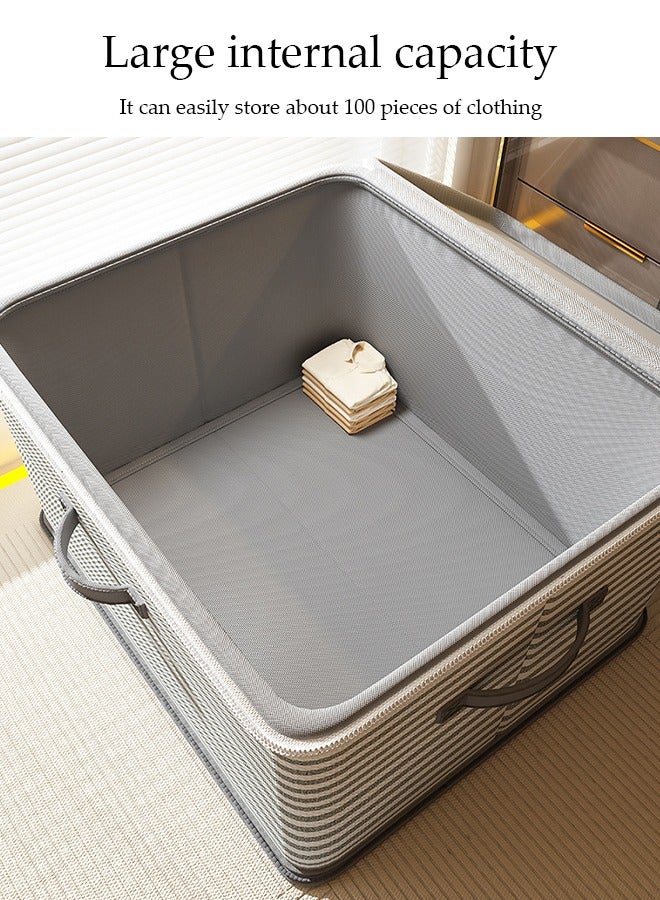 DUNISO 2 Pcs Large Clothes Storage Box，Waterproof Moving Tote Bag，Foldable Storage Containers，With Zipper and Handle，Lockable,Dustproof,for Blankets and Quilts, Bedding, Sweater, Pillow,39*26*26cm  - Image 4