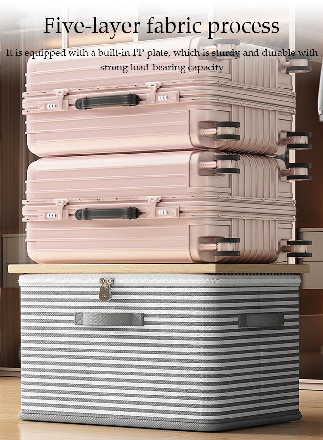 DUNISO 2 Pcs Large Clothes Storage Box，Waterproof Moving Tote Bag，Foldable Storage Containers，With Zipper and Handle，Lockable,Dustproof,for Blankets and Quilts, Bedding, Sweater, Pillow,39*26*26cm  - Image 5