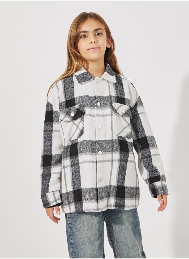 Styli - Button Pocket Front Checked Shacket - Image 1