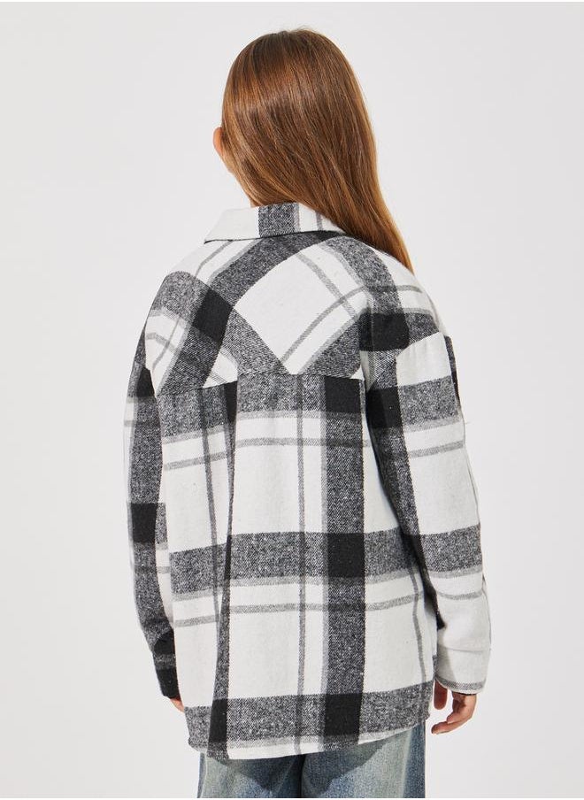 Styli - Button Pocket Front Checked Shacket - Image 1