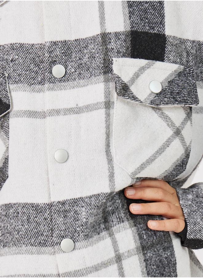 Styli - Button Pocket Front Checked Shacket - Image 1