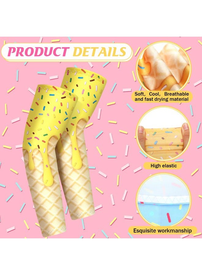 Newcotte 12 Pairs Arm Sleeves for Kids Compression Football Baseball Arm Sleeve Youth UV Protection Breathable Cooling Sleeve (4-8 Years,Pastel Ice Cream) - Image 4