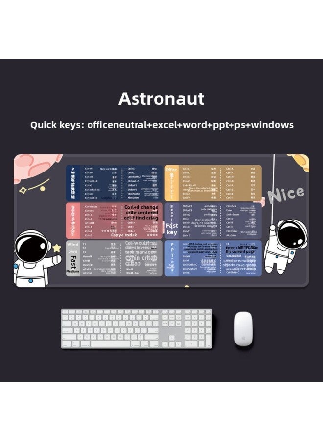 CAD Mouse Pad Shortcut Keys Pr Desk Pad Ps Keyboard Computer Excel Function Multi-function Ai-Color:900x400mm-3mm-Pattern:(OFFICE) Shortcut Key-astronaut