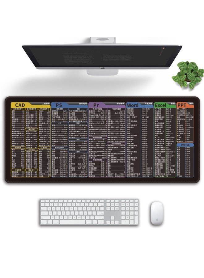 CAD Mouse Pad Shortcut Keys Pr Desk Pad Ps Keyboard Computer Excel Function Multi-function Ai-Color:900x400mm-3mm-Pattern:(OFFICE) Shortcut Key-astronaut