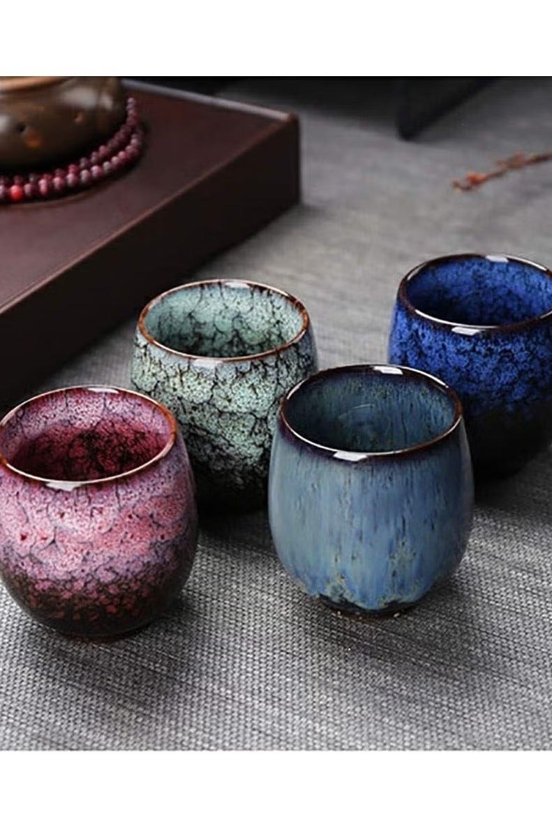 Hoasis 4 Piece Ceramic Tea cup, Double Walled Espresso Coffee Cup, Porcelain Tea Cup Set,175 ml,4 Colors - Image 5