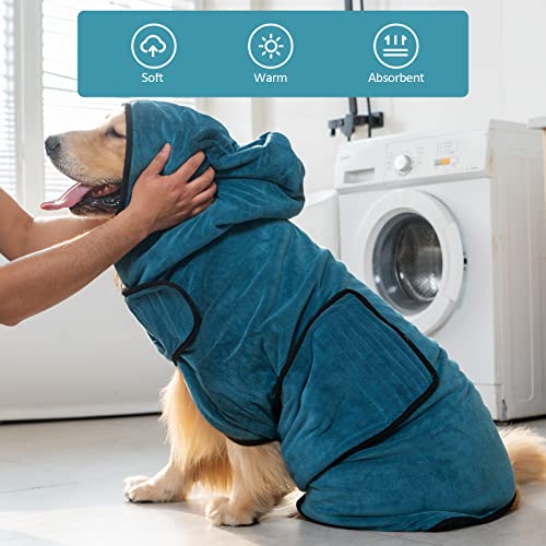 Avont Dog Bathrobe Super Absorbent Pet Drying Towel Bath Robes After Bath Shower Swim Wet Walk for Puppies BlueS - Image 3