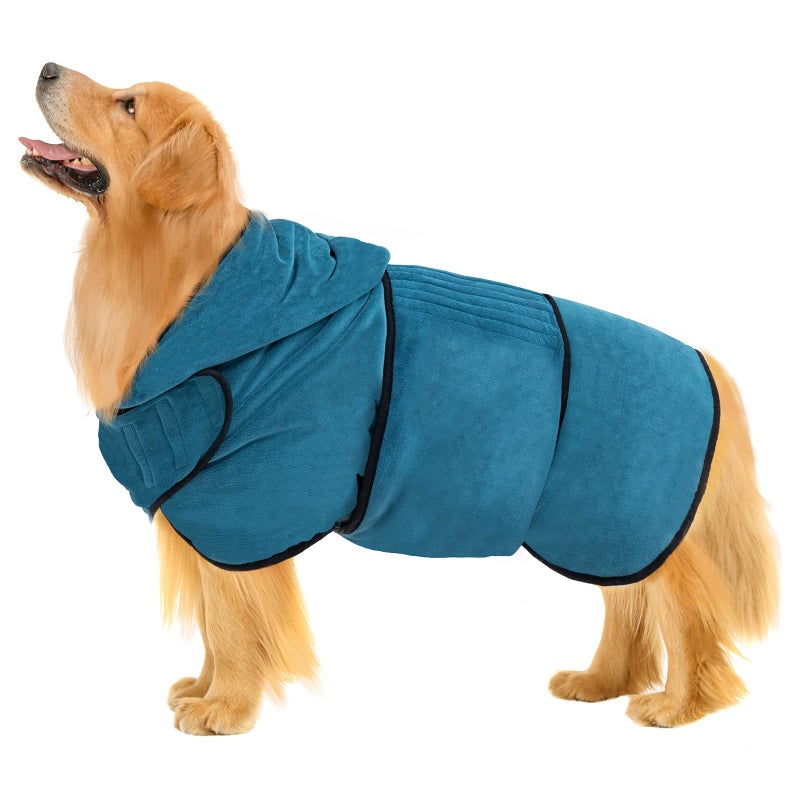 Avont Dog Bathrobe Super Absorbent Pet Drying Towel Bath Robes After Bath Shower Swim Wet Walk for Puppies BlueS - Image 2