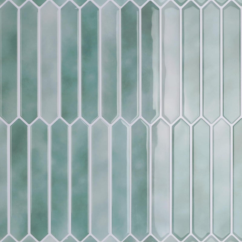 CRE8TIVE 16 Sheets Green Long Hexagon Tile Kitchen Backsplash Tiles Peel and Stick Backsplash for Bathroom Waterproof Self Adhesive Back Splash Stick on Tile for Laundry Room Shower Wall Tiles 12x12 - Image 2