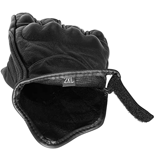 Sibewora Motorcycle Gloves Leather Motor Riding Gloves Half Finger for Men Fingerless Gloves (XL) - Image 4
