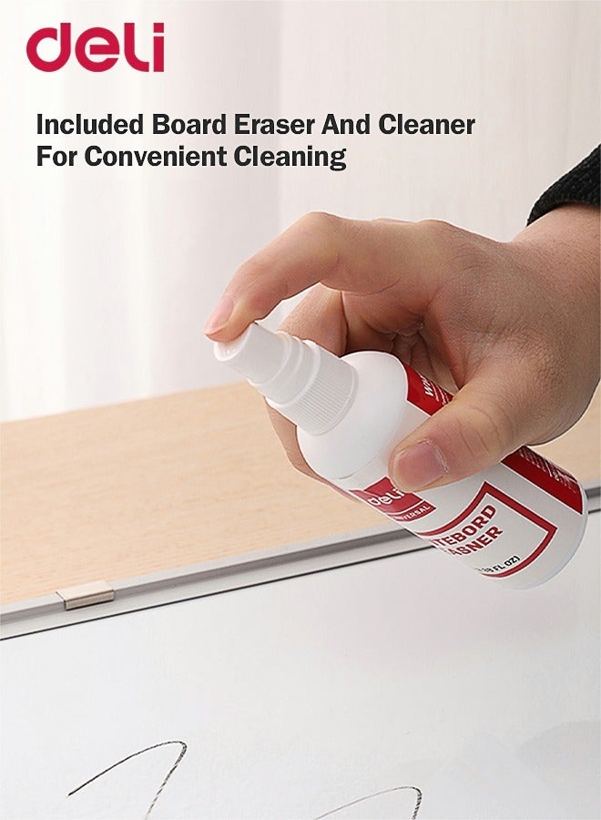 Deli White Board Marker With Duster Cleaner and Cleaner Liquid 4 Pcs - Image 5