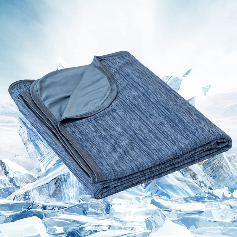 OIGAE Cooling Blanket for Hot Sleepers  Soft  Lightweight Summer Cold Blanket for Night Sweats  Perfect for Bed Couch Sofa Dark Blue King 90 x 108