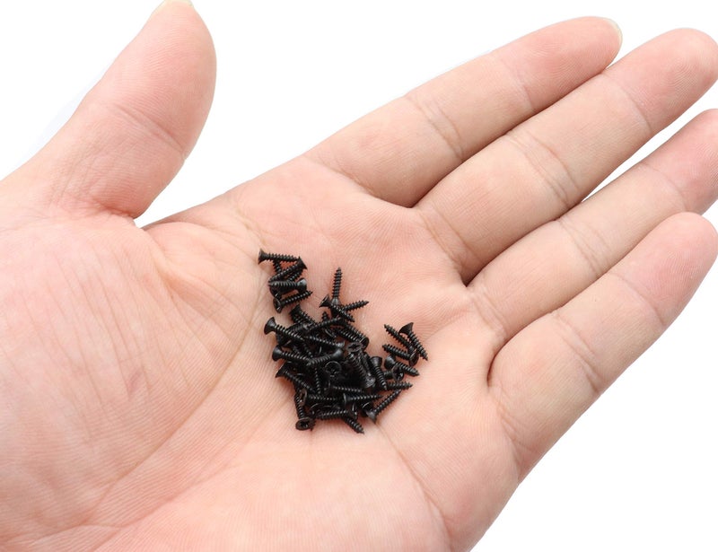 LBY 900pcs M1.7 M2 M2.3 x 5mm / 8mm/ 12mm Flat Head Self-Tapping Sheetmetal Screw Assortment Kit, Mini Wood Screws, 9 Sizes, Carbon Steel (Black) - Image 2