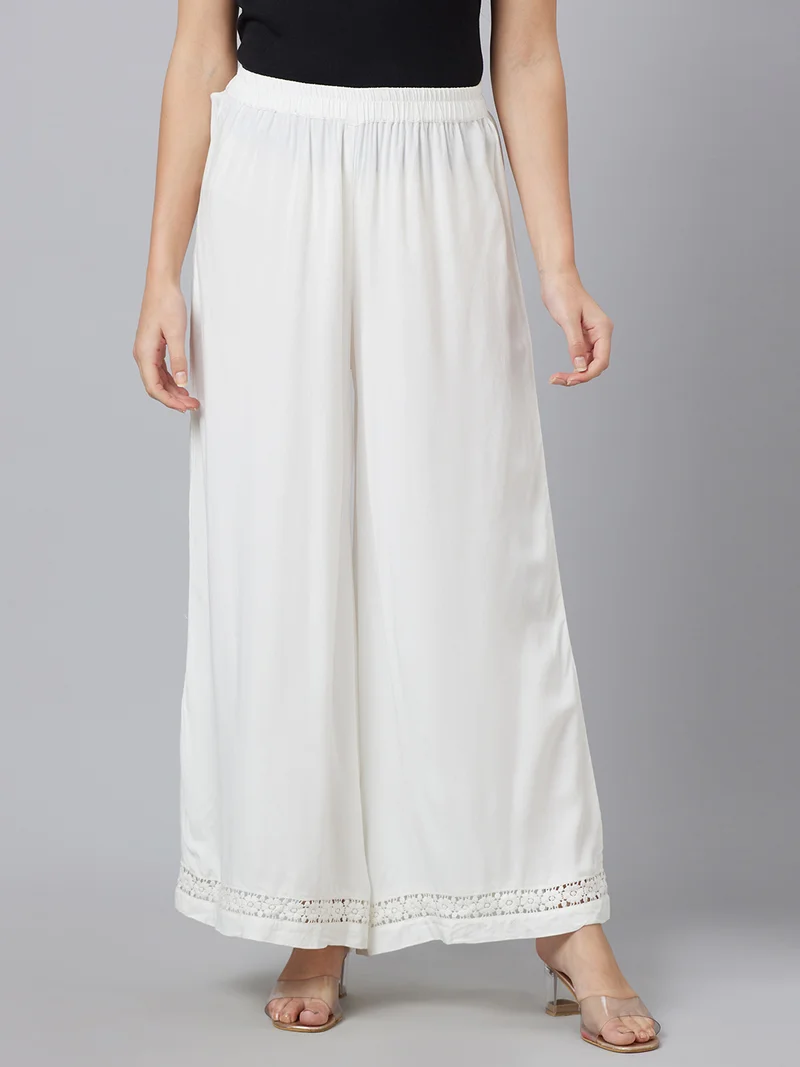 جلو باص جلوبس بالازو نسائي واسع مطرز بالدانتيل الزهري