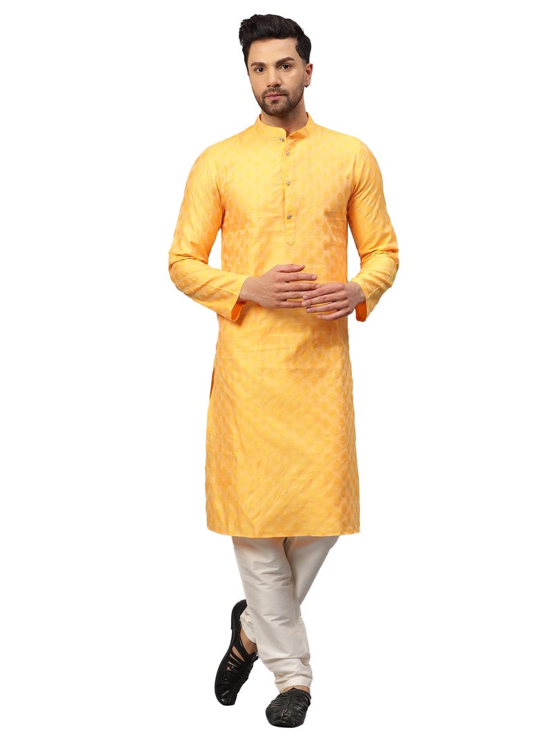 LATEST CHIKAN Men's Cotton Silk Blend Kurta and Pyjama Set - Image 1