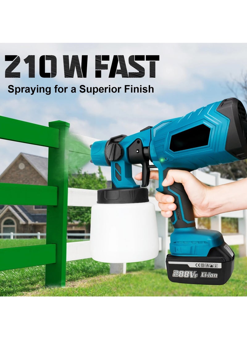 XiuWoo 1000ML Cordless Electric Spray Gun High Power Paint Sprayer Auto Furniture Steel Coating Airbrush for Furniture/Cabinets/Fence/Walls/Door,One battery  - Image 5