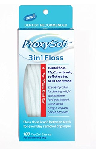 ProxySoft 3-in-1 Dental Floss for Optimal Teeth Flossing​- 1 Pack Pre-Cut Ortho Floss Threaders for Braces, Tight Spaces, Bridges, Implants with Built-in Soft Proxy Brush and Stiff Threader Flosser - Image 5