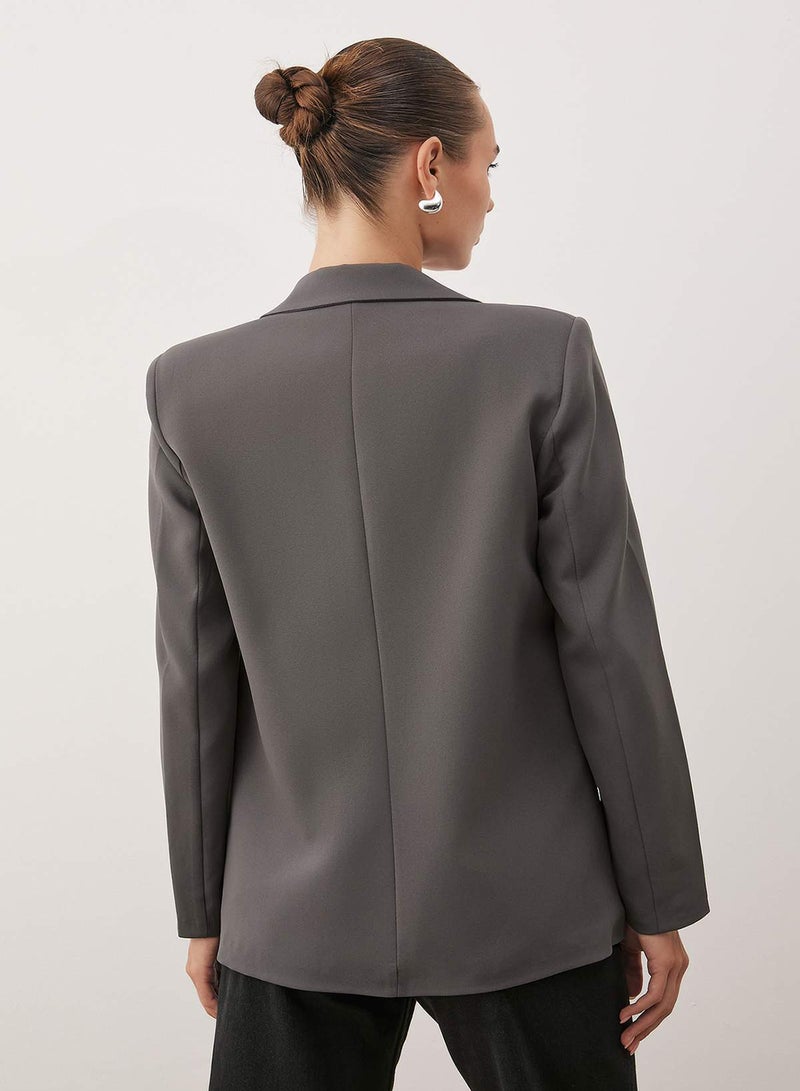 trendyol Gray Regular Lining Detailed Woven Blazer Jacket TWOAW20CE0316 - Image 4