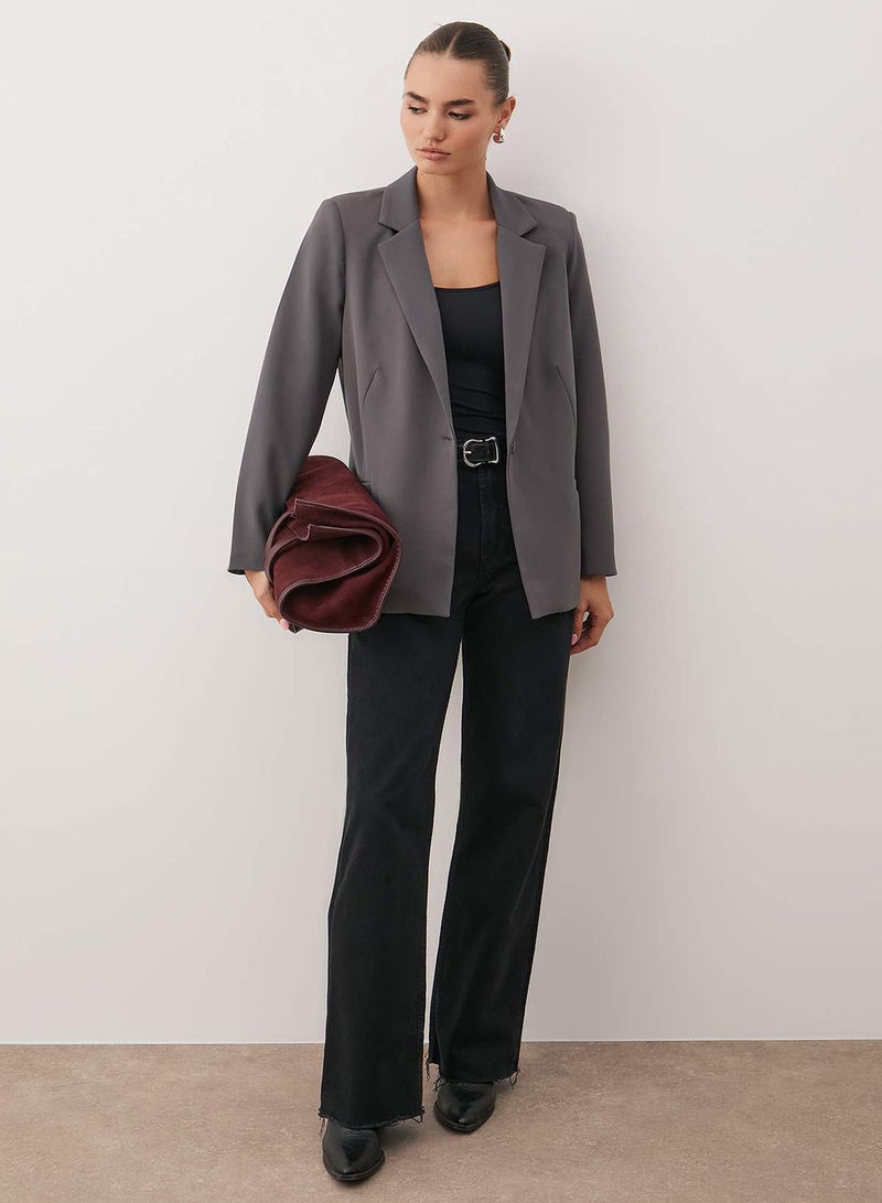 trendyol Gray Regular Lining Detailed Woven Blazer Jacket TWOAW20CE0316 - Image 1