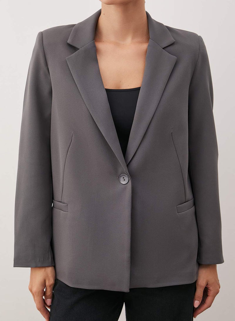 trendyol Gray Regular Lining Detailed Woven Blazer Jacket TWOAW20CE0316 - Image 3