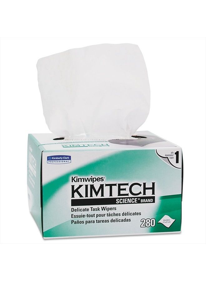 Kimberly-Clark Kimtech 34155 Kimwipes, Delicate Task Wipers, 1-Ply, 4 2/5 X 8 2/5, 280/Box - Image 1