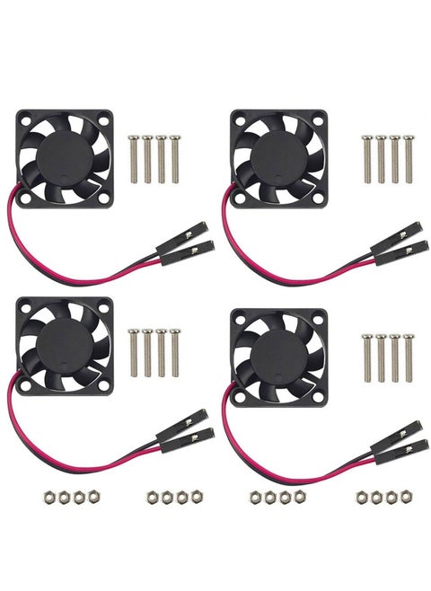 4 PCS Raspberry Pi 4 Fan, Raspberry Pi Cooling Fan Brushless 3.3V 5V DC Silent Fan for Raspberry Pi 4B / Pi 3B+ / RetroFlag NESPI Enclosure (30mmx30mmx7mm) (Black)