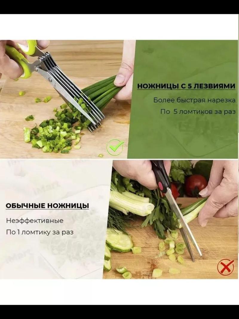 Stainless Steel Kitchen Scissors - 5 Sharp Blades Herb Cutter for Efficient Chopping - Non-slip ABS Ergonomic Handle Multipurpose Scissors for Kitchen Food Preparation - Image 2