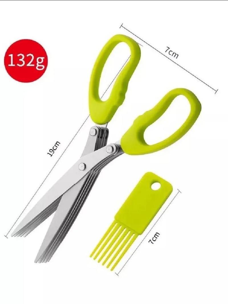 Stainless Steel Kitchen Scissors - 5 Sharp Blades Herb Cutter for Efficient Chopping - Non-slip ABS Ergonomic Handle Multipurpose Scissors for Kitchen Food Preparation - Image 5