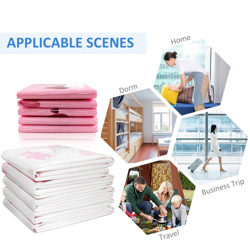 5 Pack Vacuum Bag with Manual Pump Reusable Vacuum Storage Bags Leakproof Space Saver Sealer for Home Travel Bedding Clothes - Image 2