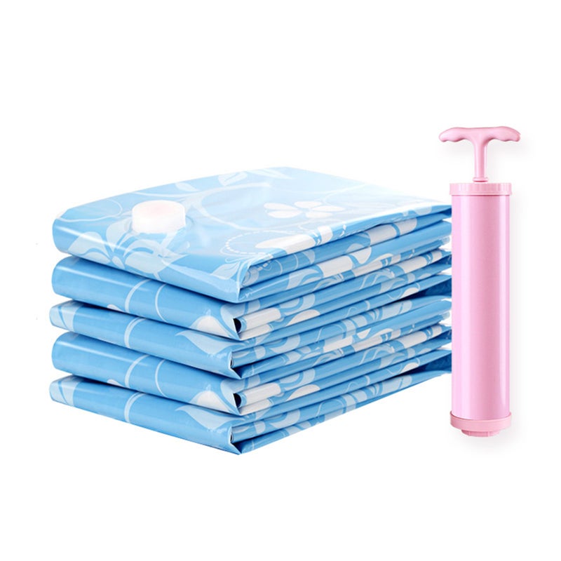 5 Pack Vacuum Bag with Manual Pump Reusable Vacuum Storage Bags Leakproof Space Saver Sealer for Home Travel Bedding Clothes - Image 1