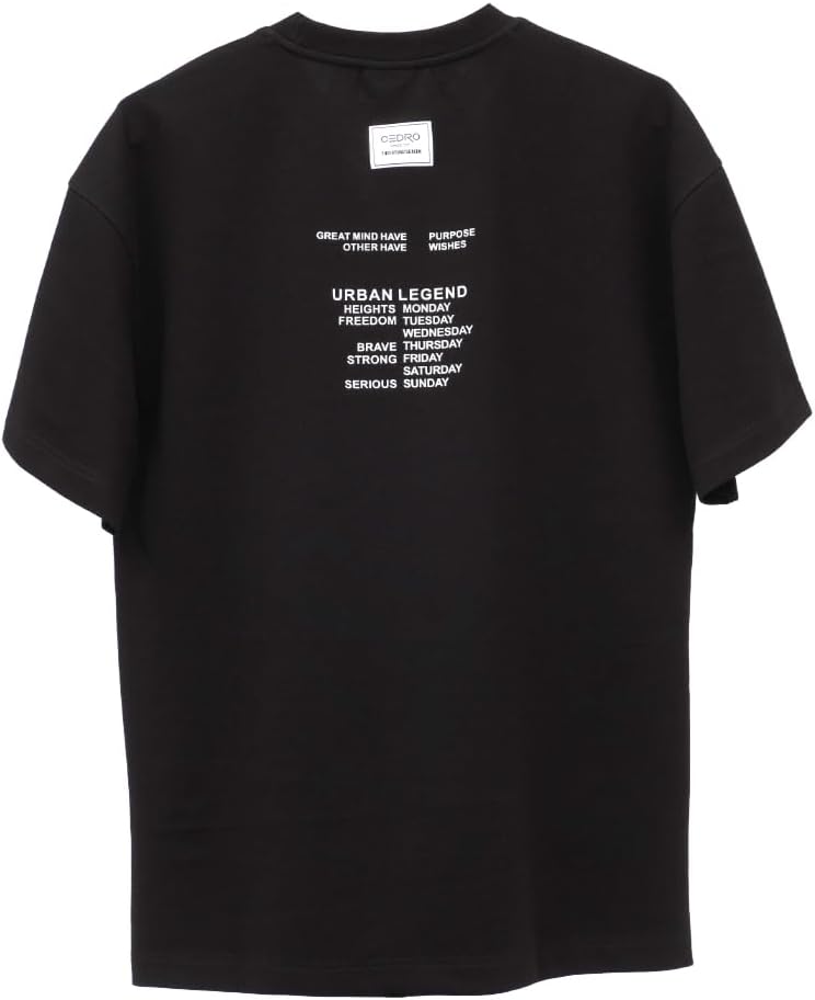 CEDRO تي شيرت جرافيك للرجال من سيدرو بحجم كبير باللون الأسود - Image 2