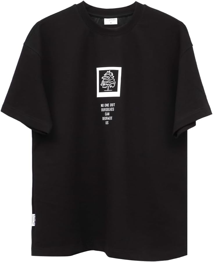 CEDRO تي شيرت جرافيك للرجال من سيدرو بحجم كبير باللون الأسود - Image 1