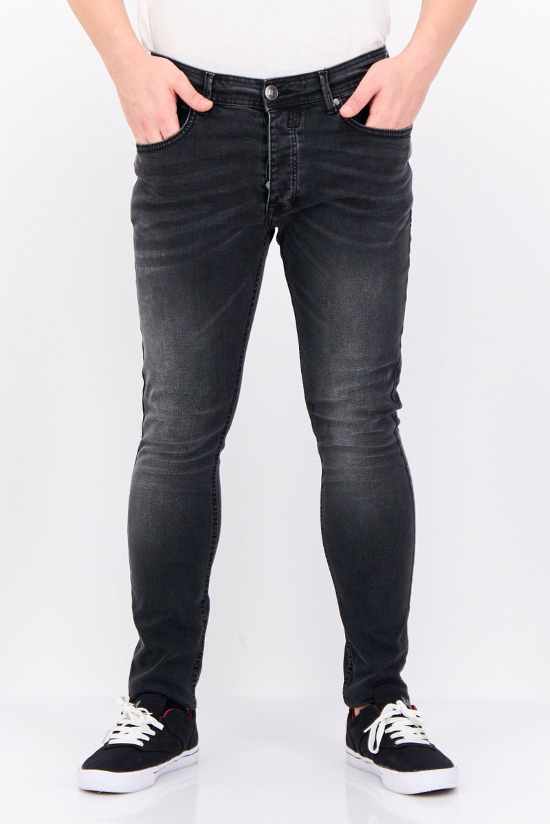 CROSSHATCH جينز طويل ضيق للرجال، مغسول وقابل للتمدد، أسود - Image 1