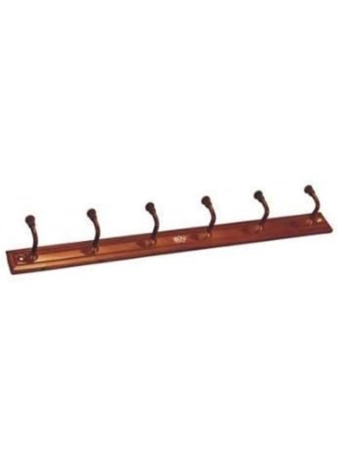 NJM Cloth Wall Peg Coat Hook 6 Hook for Hanging Anti Rust Brown Color, 1 Piece