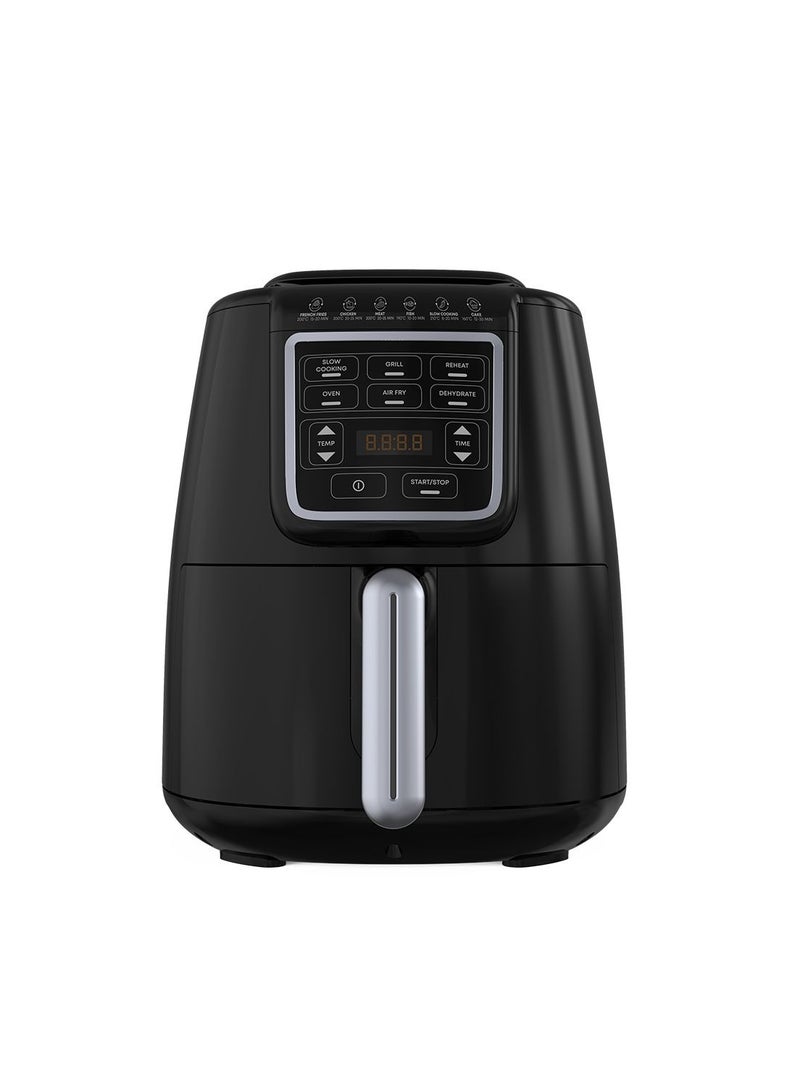 TORNADO Air Fryer 4 Liter 1550 Watt LED Touch Display Black × Silver with 6 Quick Preset Menus – Multi-Functional (Air Fry, Grill, Reheat, Yoghurt, Dehydrate, Slow Cook) Made in Turkey THF-1554D-XL-BS - Image 1
