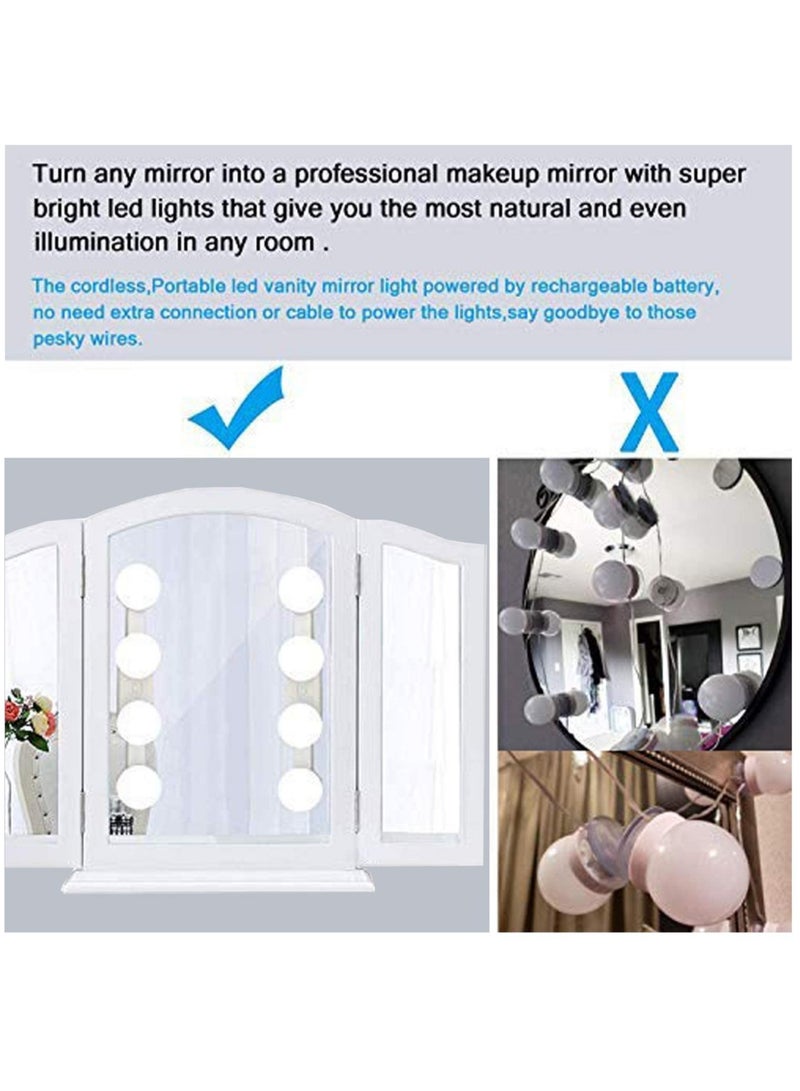ELTRAZONE Portable LED Makeup Lights,Cordless Rechargeable Professional LED Vanity Mirror Light with 4 LED Bulbs,Simulated Daylight for Bathroom Makeup Dressing Table Lights,LED Mirror Lights,Dresser Lights - Image 3