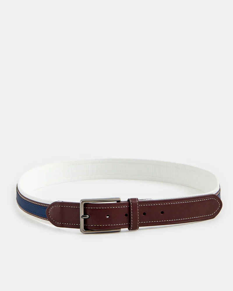 Redtag Men Navy And Brown Canvas Belt