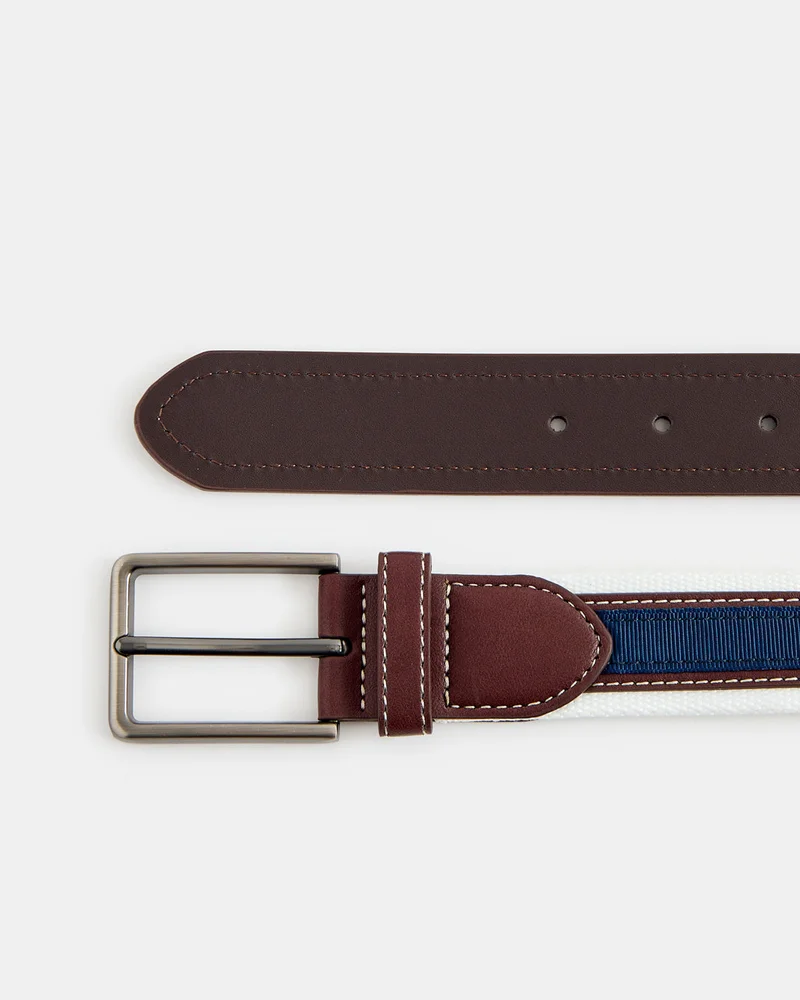 Redtag Men Navy And Brown Canvas Belt