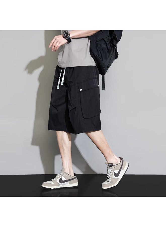 I'm David Men's Summer Thin Loose Plus Size Quick-drying Ice Silk Seven-point Workwear Shorts