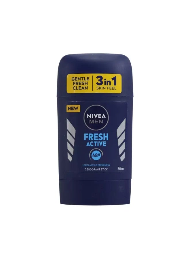 Nivea Men Fresh Active Deodorant Stick with Long-lasting Fragrance- 50ml - Image 1
