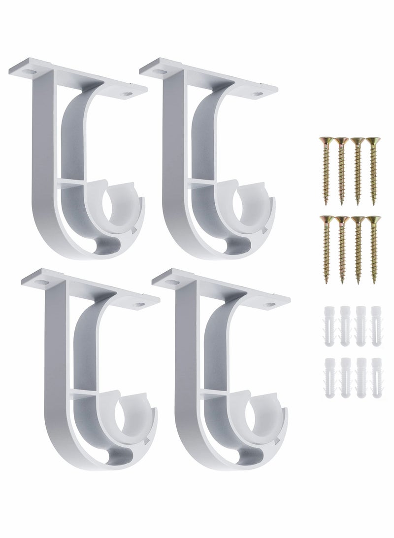 Curtain 4 pcs Rod Bracket Ceiling Mount Bracket Aluminum Alloy Closet Rod Bracket with Plastic Buckle - Image 1