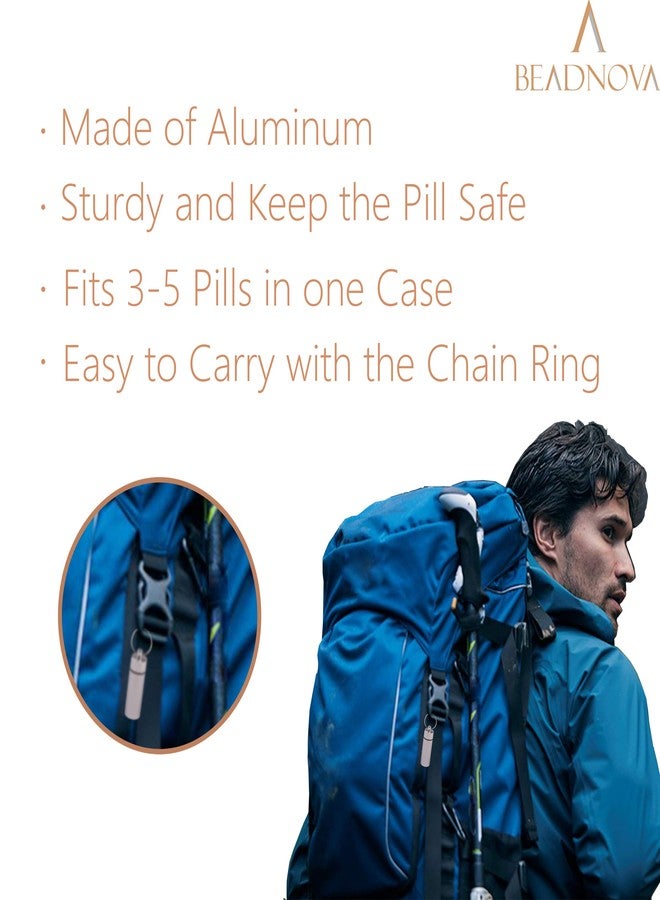BEADNOVA Pill Holder Keychain Medicine Container Small Portable Pill Case Aluminium Fob Carrier with Medicine (3pcs, 3 Colors Per Pack) - Image 5