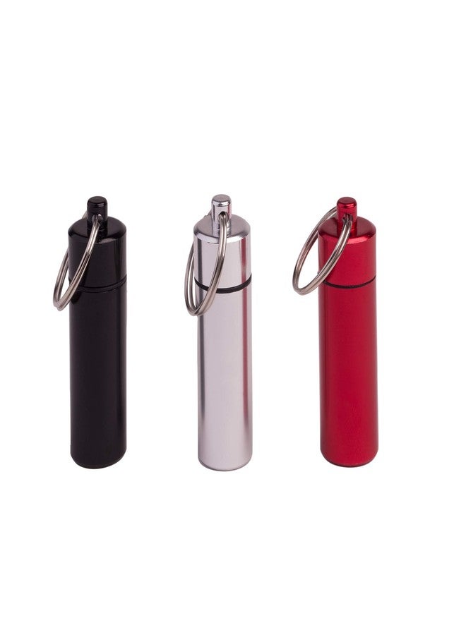 BEADNOVA Pill Holder Keychain Medicine Container Small Portable Pill Case Aluminium Fob Carrier with Medicine (3pcs, 3 Colors Per Pack) - Image 1