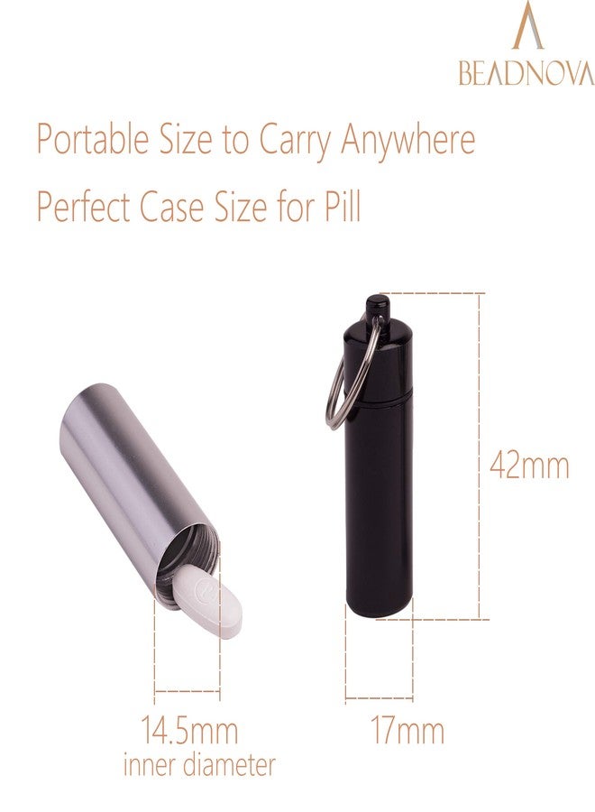 BEADNOVA Pill Holder Keychain Medicine Container Small Portable Pill Case Aluminium Fob Carrier with Medicine (3pcs, 3 Colors Per Pack) - Image 2