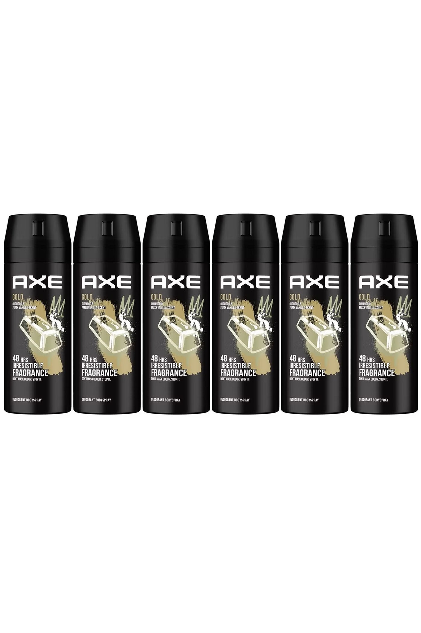 Axe 48 Hours Non Stop Fresh Body Spray Gold 150ml (Pack of 6)